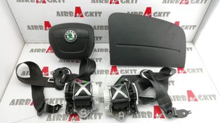 SKODA FABIA / ROOMSTER 2007-2013 AIRBAG VOLANTE 4 PALOS SIN BORDON KIT AIRBAGS COMPLETO SKODA FABIA 2ª GENER. 2007-2008-20...