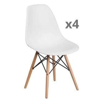 4 Sillas Nórdicas Blancas Madera