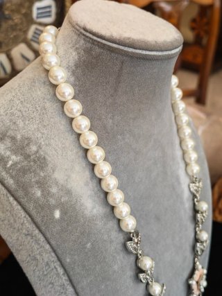 Collana donna fiore perle e strass