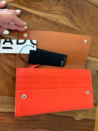 Cartera Adolfo Domínguez Piel Marrón y Naranja