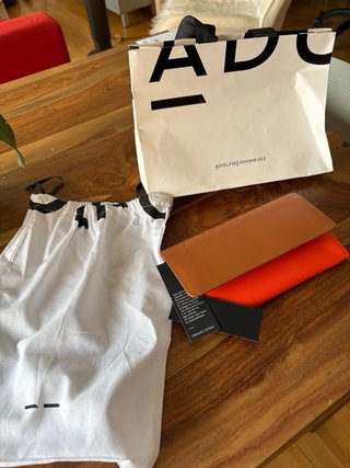 Cartera Adolfo Domínguez Piel Marrón y Naranja