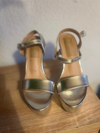 Zapatos de fiesta plateados tacón plataforma