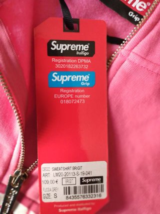 Sudadera Supreme gris y rosa