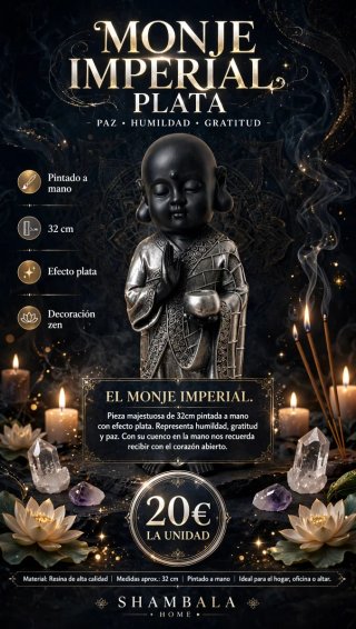 Monje Imperial Plata 32cm Pintado a Mano