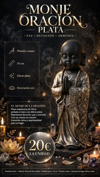 Monje de Oración Plata 34cm
