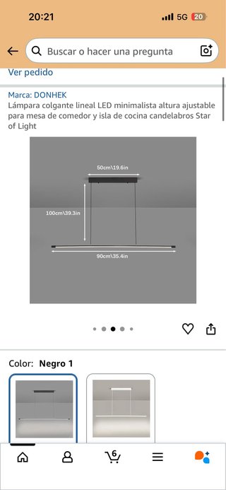 Lámpara colgante lineal LED DONHEK Negra