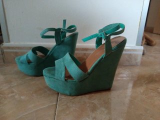 Sandalias de cuña Atmosphere color turquesa