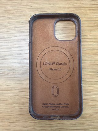 Funda iPhone 15 cuero marrón Lonli inalámbrica