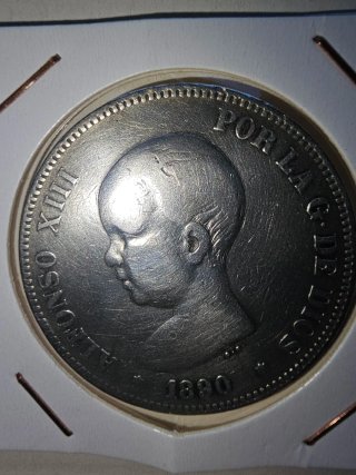 Moneda 5 Pesetas Plata Alfonso XIII 1890