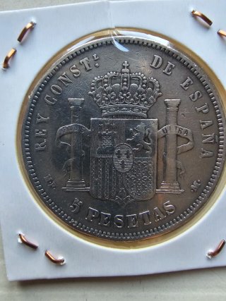 Moneda 5 Pesetas Plata Alfonso XIII 1890