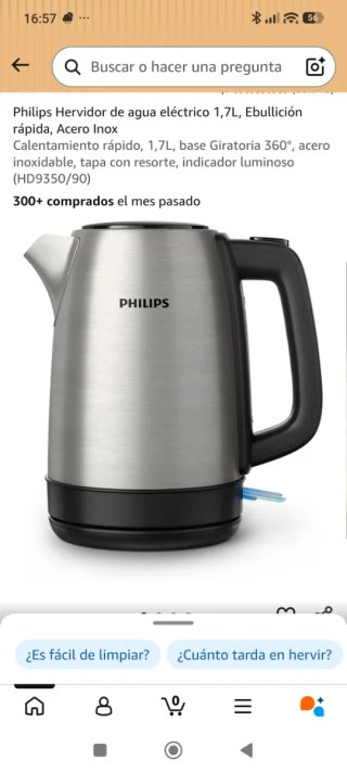Hervidor de agua Philips Acero Inox 1.7L