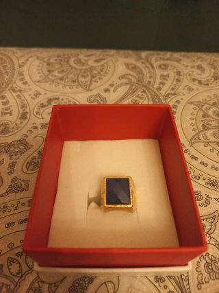 Anillo Sello Oro 9k Piedra Azul