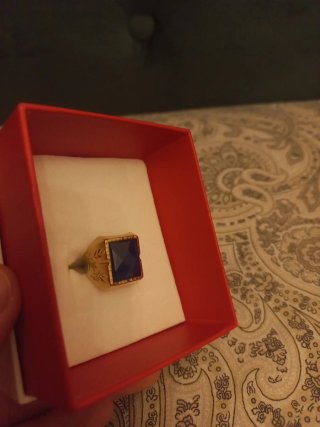 Anillo Sello Oro 9k Piedra Azul