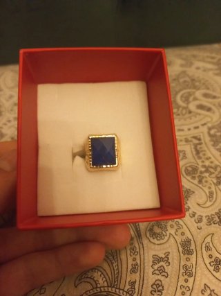 Anillo Sello Oro 9k Piedra Azul