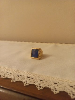 Anillo Sello Oro 9k Piedra Azul