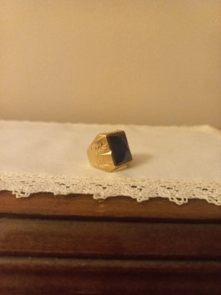 Anillo Sello Oro 9k Piedra Azul