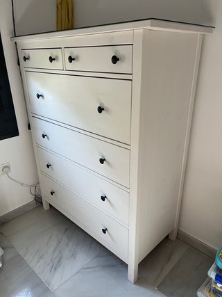 Cómoda Hemnes Ikea Blanca con Tapa Cristal