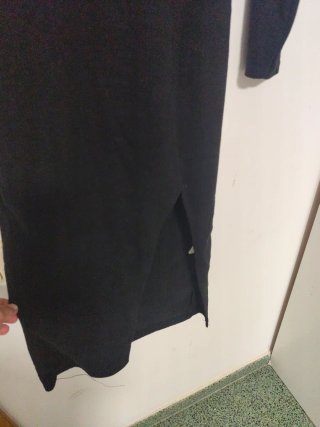 Vestido punto cuello alto negro talla única