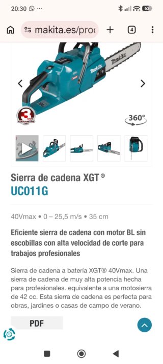Motosierra Makita UC011GZ 40V Nueva