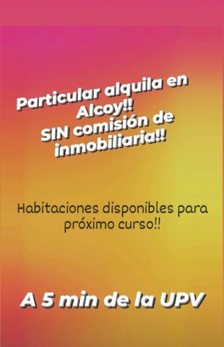 Se alquila habitación a 5 min UPV Alcoy