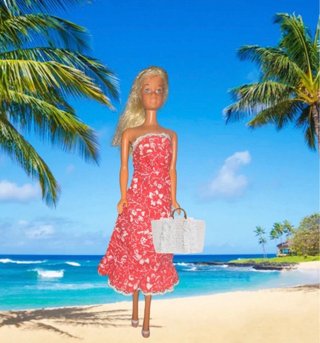 Vestido Barbie floral 1977
