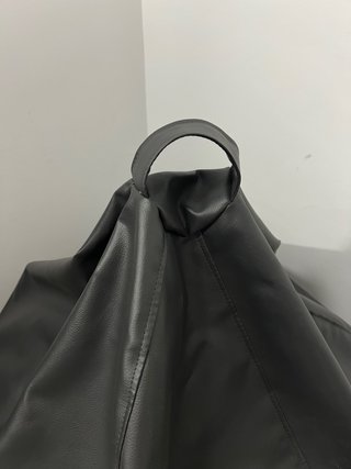 Puff XL cuero sintético gris oscuro