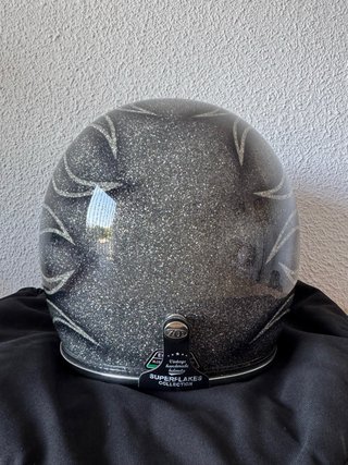 Casco Moto 70s Helmets Flames Silver & Grey