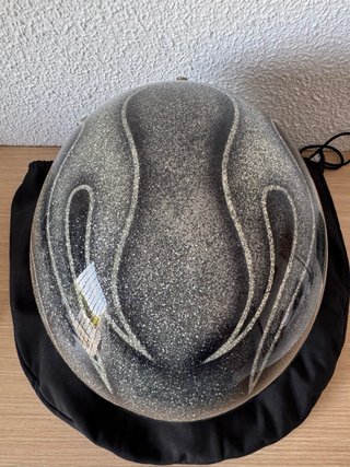 Casco Moto 70s Helmets Flames Silver & Grey