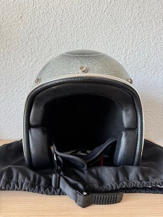 Casco Moto 70s Helmets Flames Silver & Grey