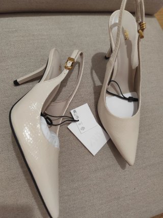 Zapatos Zara T.36 Slingback Piel Texturizada