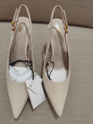 Zapatos Zara T.36 Slingback Piel Texturizada