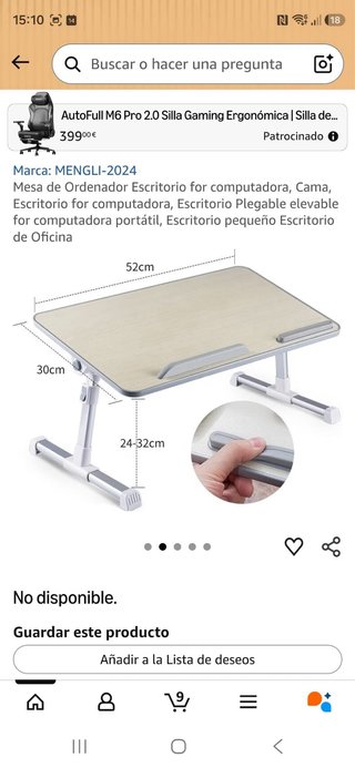 Mesa Plegable para Cama Regulable
