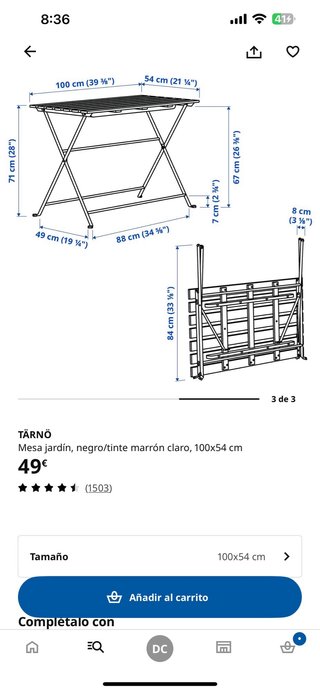 Mesa y 3 sillas de exterior