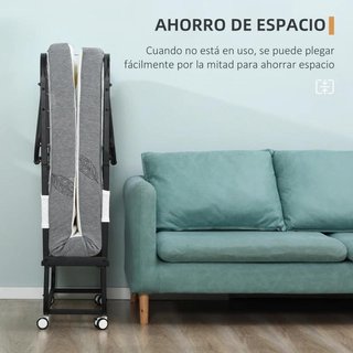 Cama Plegable 90x200 con Colchón 10cm y Ruedas