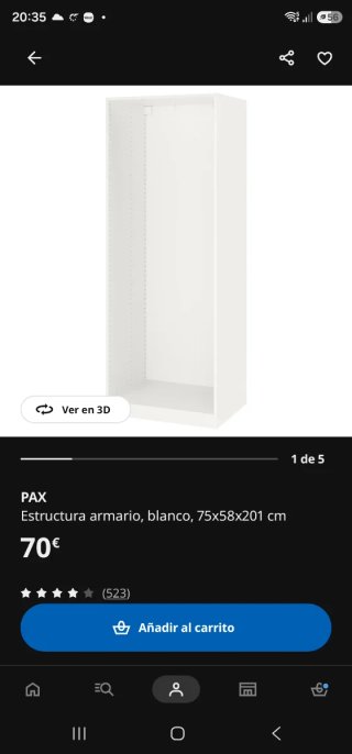 Estructura armario PAX Ikea blanco 75x58x201