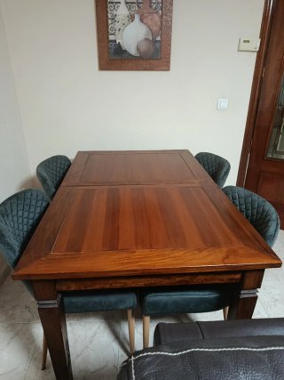 Mesa de comedor extensible de madera de teka