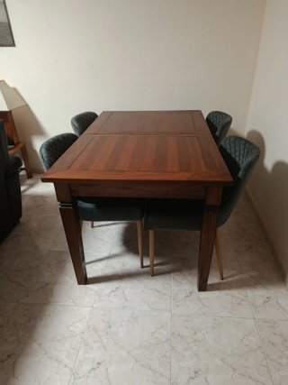 Mesa de comedor extensible de madera de teka