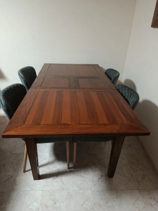 Mesa de comedor extensible de madera de teka