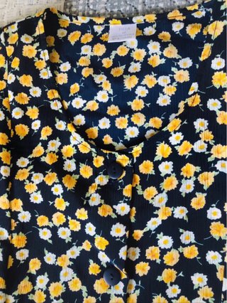 Vestido estampado flores negro y amarillo T.XXL