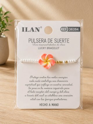 Pulsera de Suerte ILAN Flor Rosa Dorada