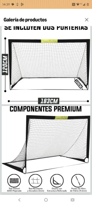Porterías Fútbol 183x120cm