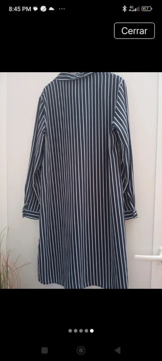 Vestido camisero largo rayas azul y blanco