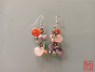 Conjunto collar, pendientes y pulsera de piedra
