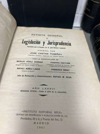6 tomos antiguos Revista de Legislación y Jurispru