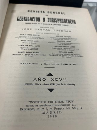 6 tomos antiguos Revista de Legislación y Jurispru