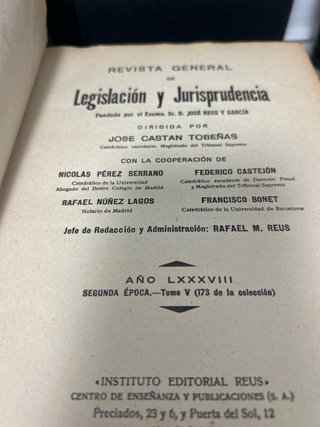 6 tomos antiguos Revista de Legislación y Jurispru