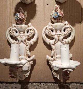Coppia Applique Vintage Boschieri Ceramica