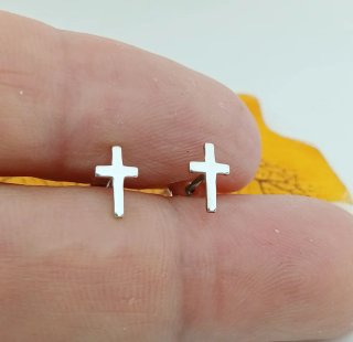Mini pendientes cruz plata ley 925