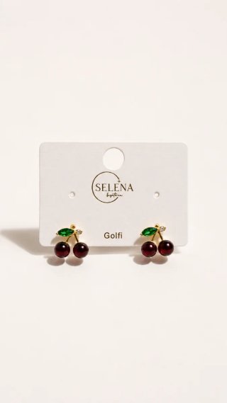 Set Collar y Pendientes Cerezas Oro