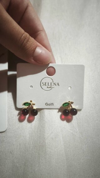 Set Collar y Pendientes Cerezas Oro
